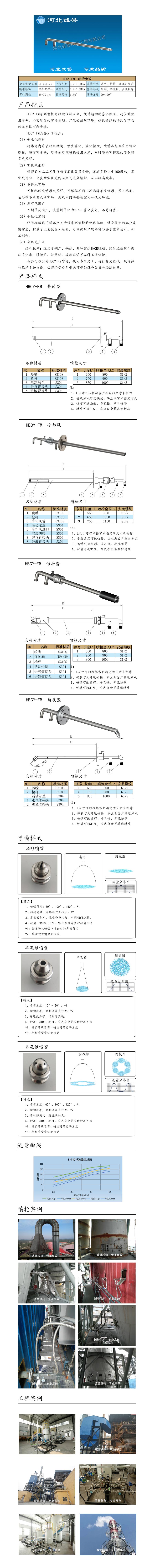 為您提供HBCY-FM-脫硝噴槍保護套、噴槍參數、材質尺寸介紹，流量分布圖、扇形空心錐俯視圖介紹，以及霧化視頻介紹，更多詳細內容盡在河北誠譽！